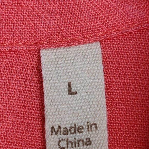 Soft Surroundings Ballard Blouse Top Linen Blend Sunset Coral Womens Large - Picture 5 of 10